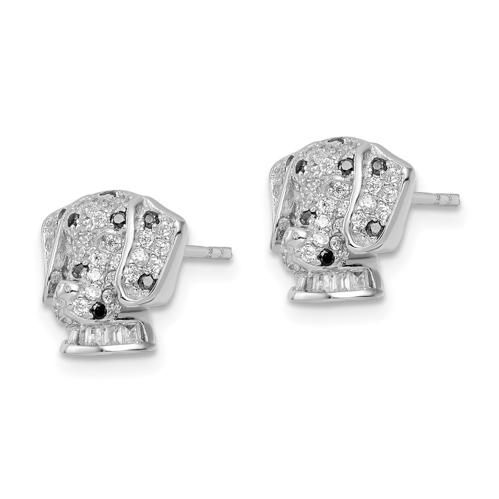 Sterlingsilber Rhodiniert Poliert Zirkonia Dalmatian Kopf Ohrstecker