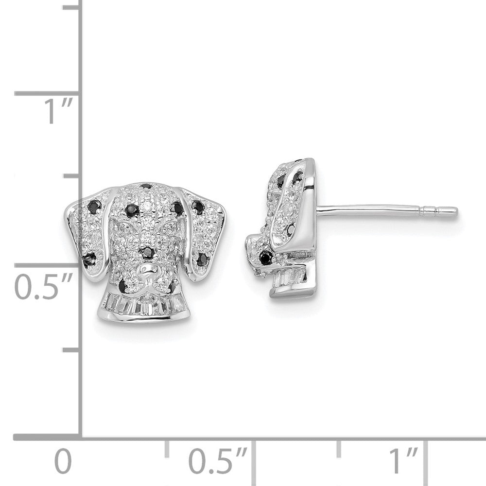 Sterlingsilber Rhodiniert Poliert Zirkonia Dalmatian Kopf Ohrstecker
