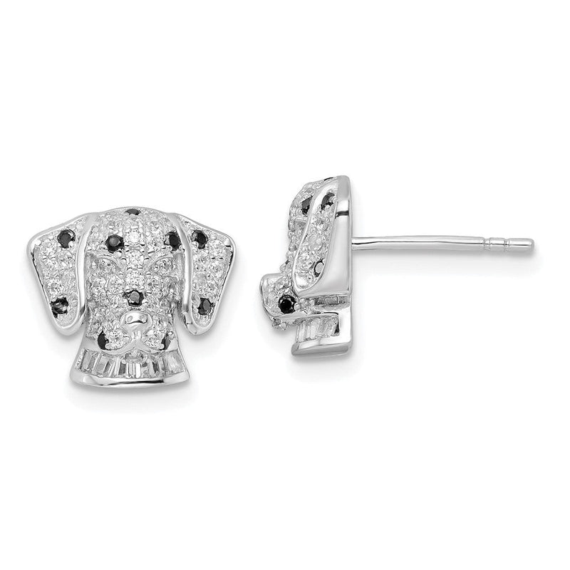 Sterlingsilber Rhodiniert Poliert Zirkonia Dalmatian Kopf Ohrstecker