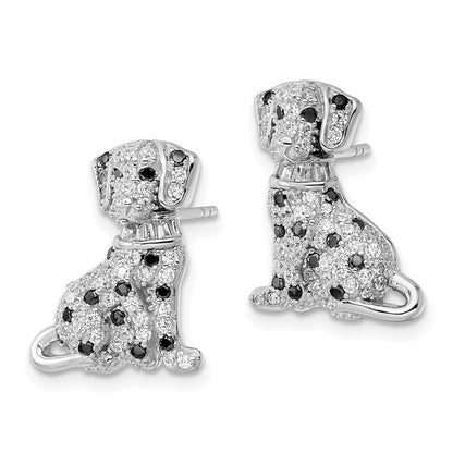 Sterlingsilber Rhodiniert Poliert Zirkonia Dalmatian Ohrstecker