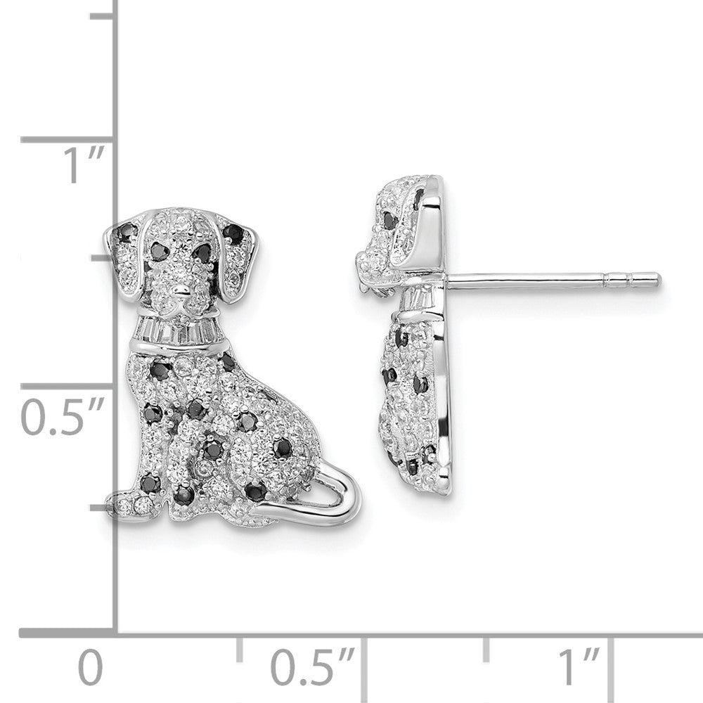 Sterlingsilber Rhodiniert Poliert Zirkonia Dalmatian Ohrstecker