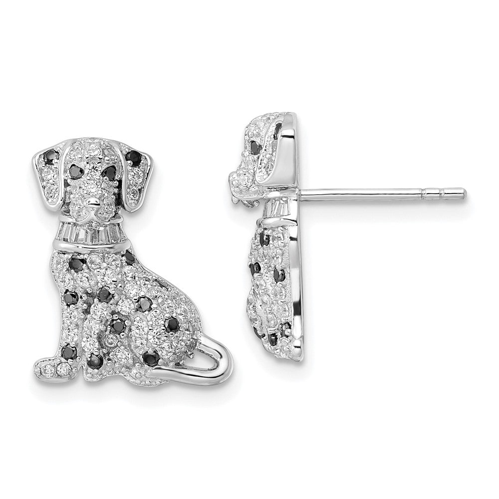 Sterlingsilber Rhodiniert Poliert Zirkonia Dalmatian Ohrstecker