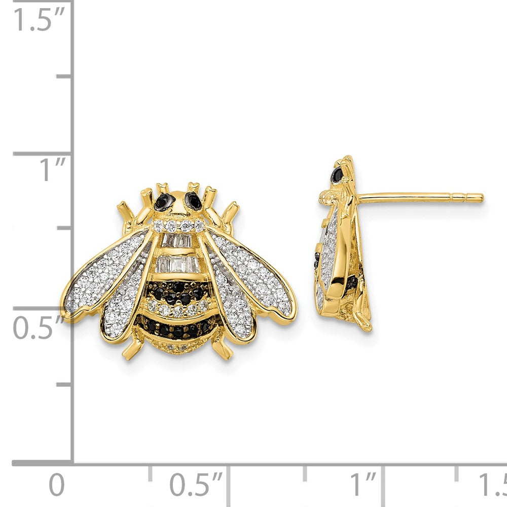 Sterlingsilber Blk/white Rhodiniert Goldfarben Zirkonia Bumblebee Ohrstecker
