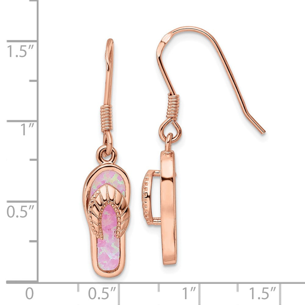 Sterlingsilber Roséfarben Rosa Erzeugt Opal Einlage Flip Flop Ohrhänger