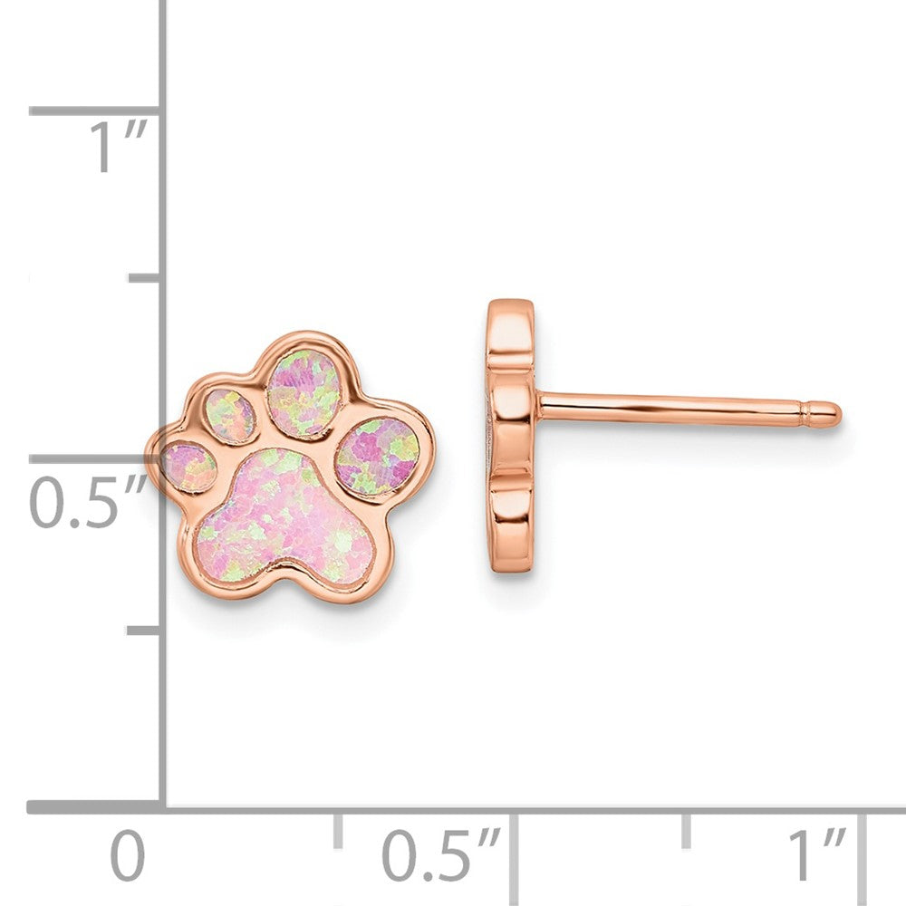 Sterlingsilber Roséfarben Erzeugt Opal Einlage Pawprint Ohrstecker