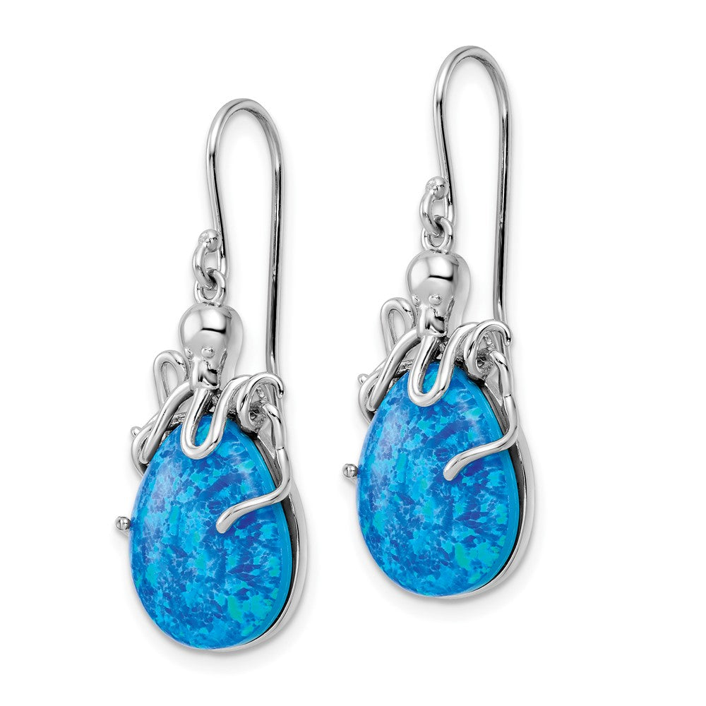 Sterlingsilber Rhodiniert Blau Im Labor Erzeugt Opal Octopus Ohrhänger