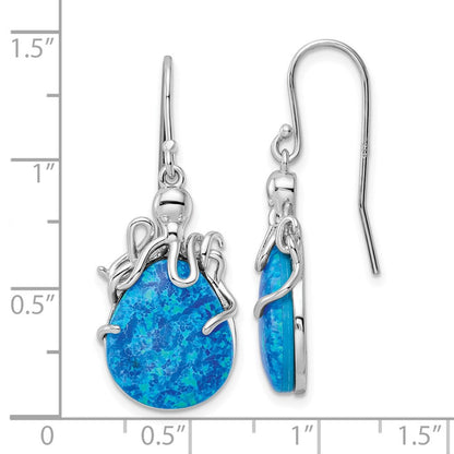 Sterlingsilber Rhodiniert Blau Im Labor Erzeugt Opal Octopus Ohrhänger
