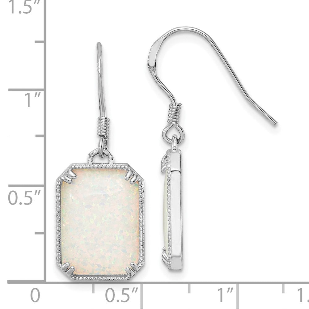 Sterlingsilber Rhodiniert Weiß Erzeugt Opal Gekugelt Rand Ohrringe