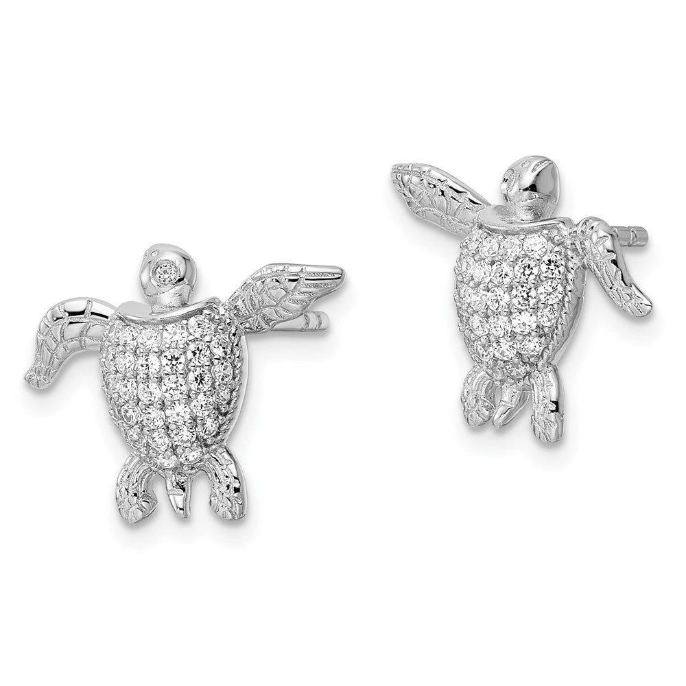 Sterlingsilber Rhodiniert Zirkonia Meer Schildkröte Ohrstecker