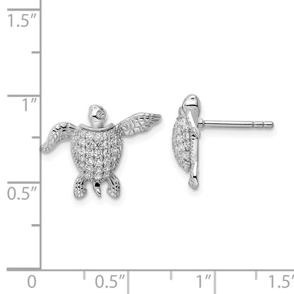 Sterlingsilber Rhodiniert Zirkonia Meer Schildkröte Ohrstecker
