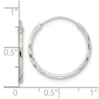 Sterlingsilber Poliert Diamantiert Endlos Creolen