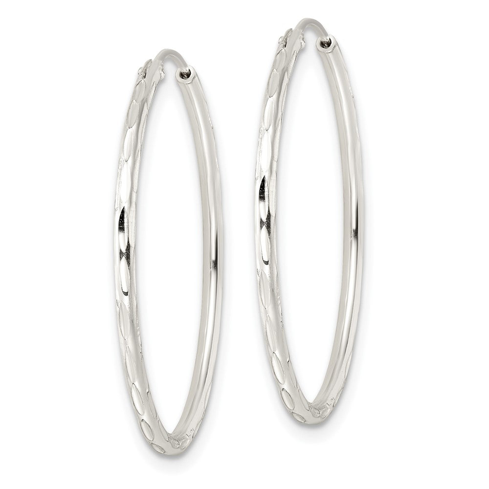 Sterlingsilber Diamantiert 1.5x30mm Endlos Röhre Creolen