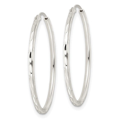 Sterlingsilber Diamantiert 1.5x30mm Endlos Röhre Creolen