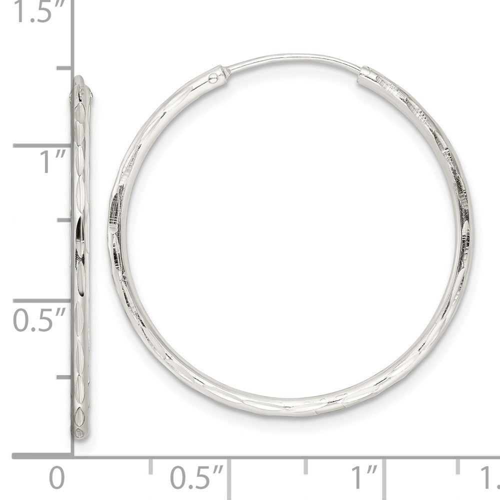 Sterlingsilber Diamantiert 1.5x30mm Endlos Röhre Creolen