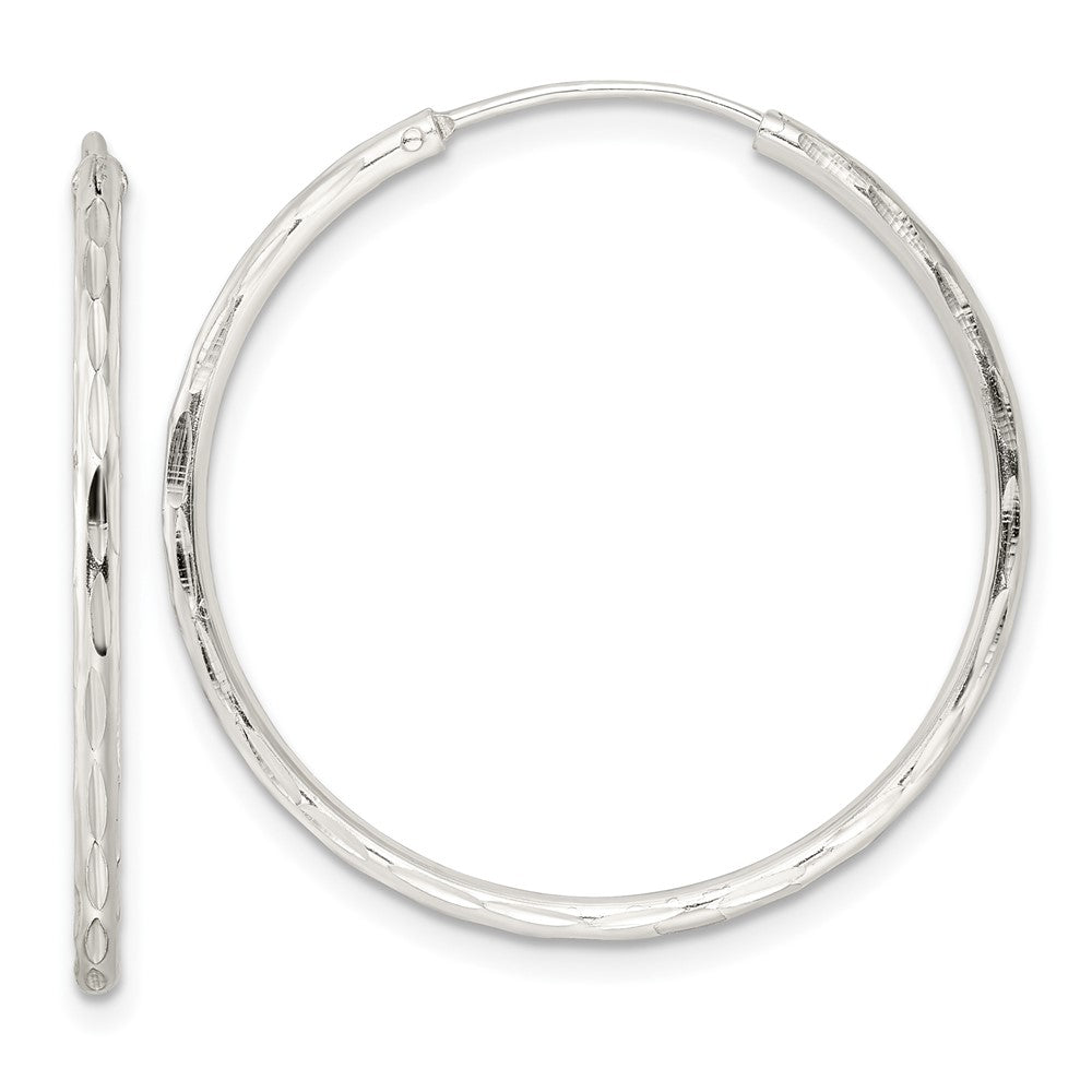 Sterlingsilber Diamantiert 1.5x30mm Endlos Röhre Creolen