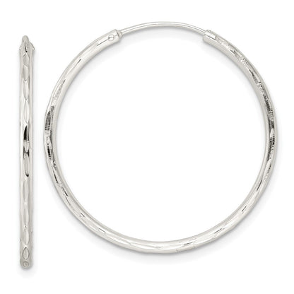 Sterlingsilber Diamantiert 1.5x30mm Endlos Röhre Creolen