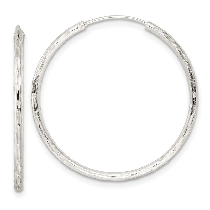 Sterlingsilber Diamantiert 1.5x30mm Endlos Röhre Creolen