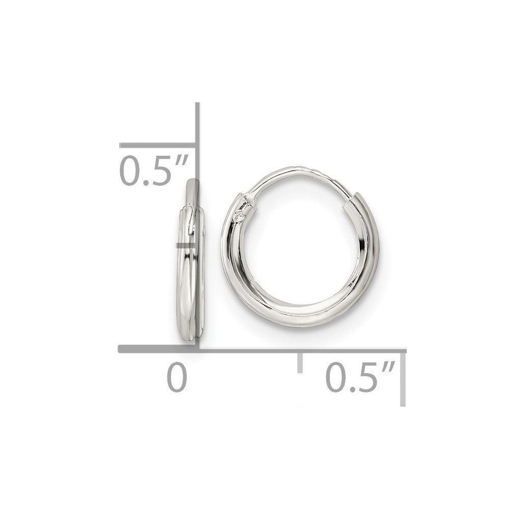 Sterlingsilber Poliert 1.5x10mm Endlos Röhre Creolen