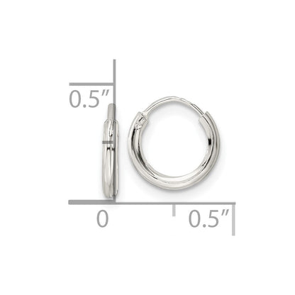 Sterlingsilber Poliert 1.5x10mm Endlos Röhre Creolen