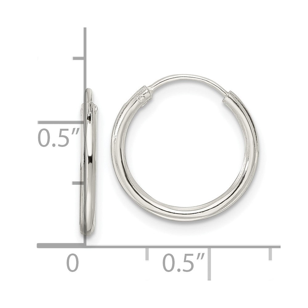 Sterlingsilber Diamantiert 1.5x15mm Endlos Röhre Creolen