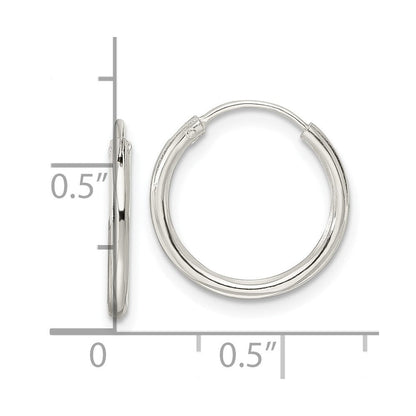 Sterlingsilber Diamantiert 1.5x15mm Endlos Röhre Creolen