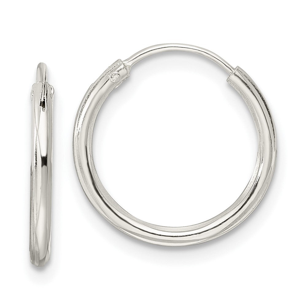 Sterlingsilber Diamantiert 1.5x15mm Endlos Röhre Creolen