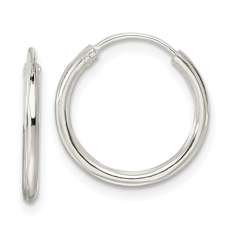 Sterlingsilber Diamantiert 1.5x15mm Endlos Röhre Creolen