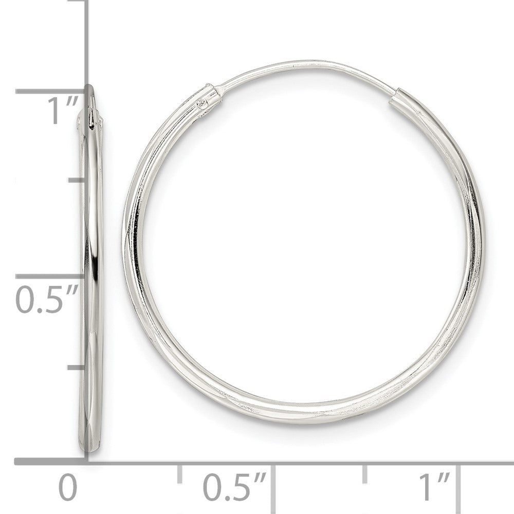 Sterlingsilber Diamantiert 1.5x25mm Endlos Röhre Creolen