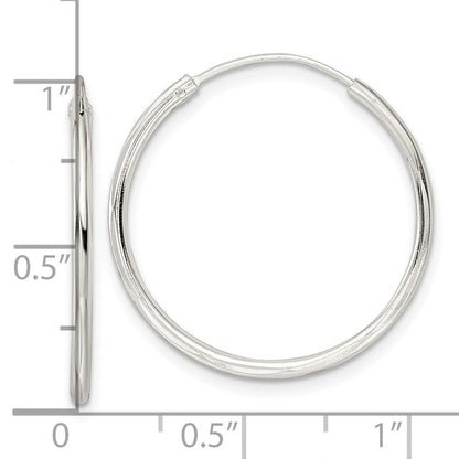 Sterlingsilber Diamantiert 1.5x25mm Endlos Röhre Creolen