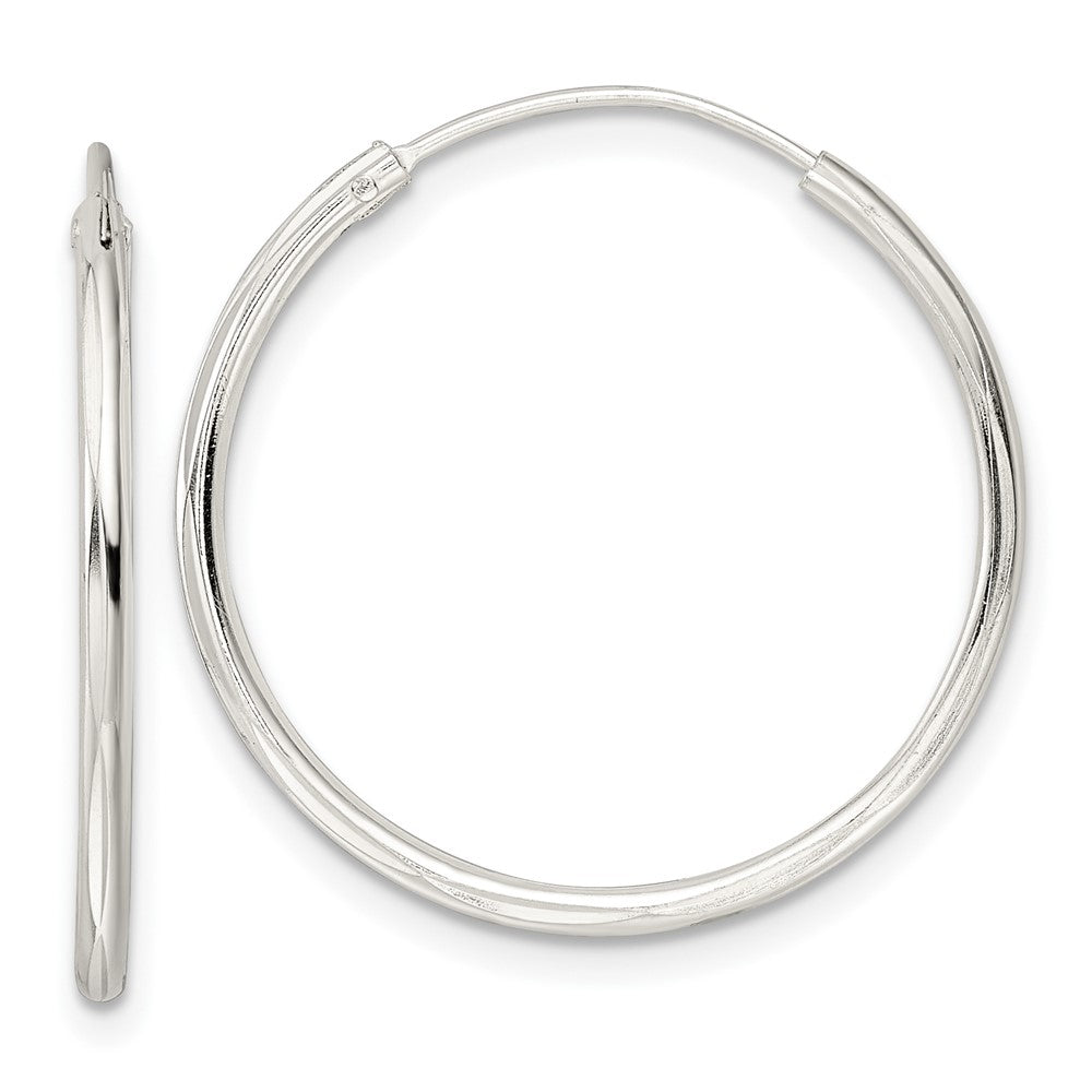 Sterlingsilber Diamantiert 1.5x25mm Endlos Röhre Creolen