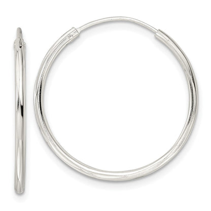 Sterlingsilber Diamantiert 1.5x25mm Endlos Röhre Creolen