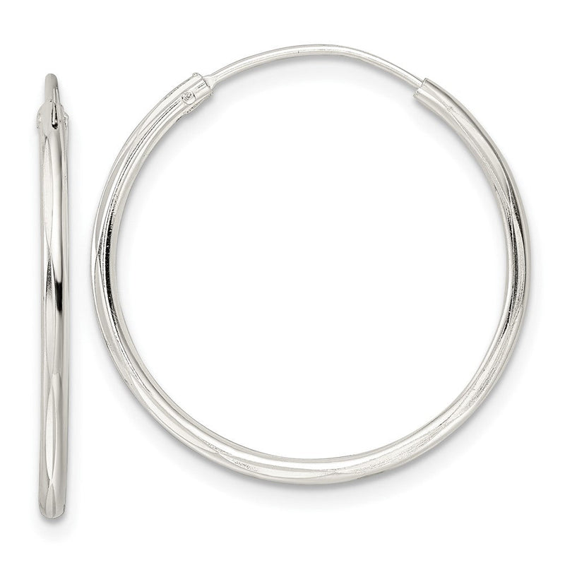 Sterlingsilber Diamantiert 1.5x25mm Endlos Röhre Creolen