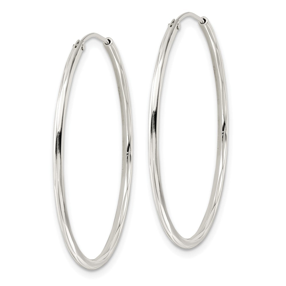 Sterlingsilber Diamantiert 1.5x35mm Endlos Röhre Creolen