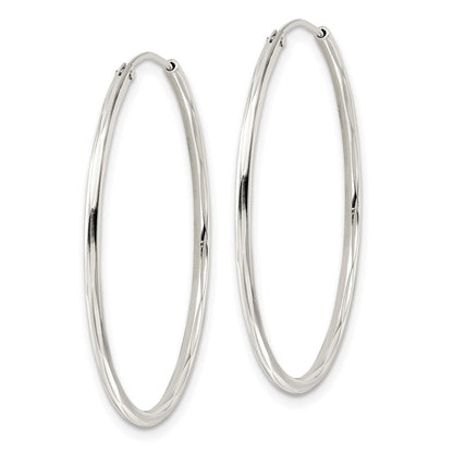 Sterlingsilber Diamantiert 1.5x35mm Endlos Röhre Creolen