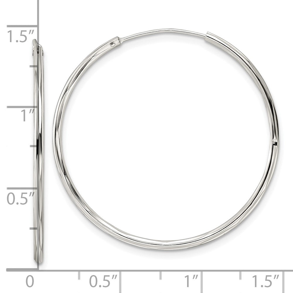 Sterlingsilber Diamantiert 1.5x35mm Endlos Röhre Creolen