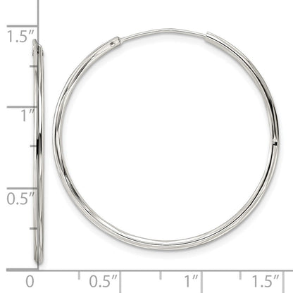 Sterlingsilber Diamantiert 1.5x35mm Endlos Röhre Creolen