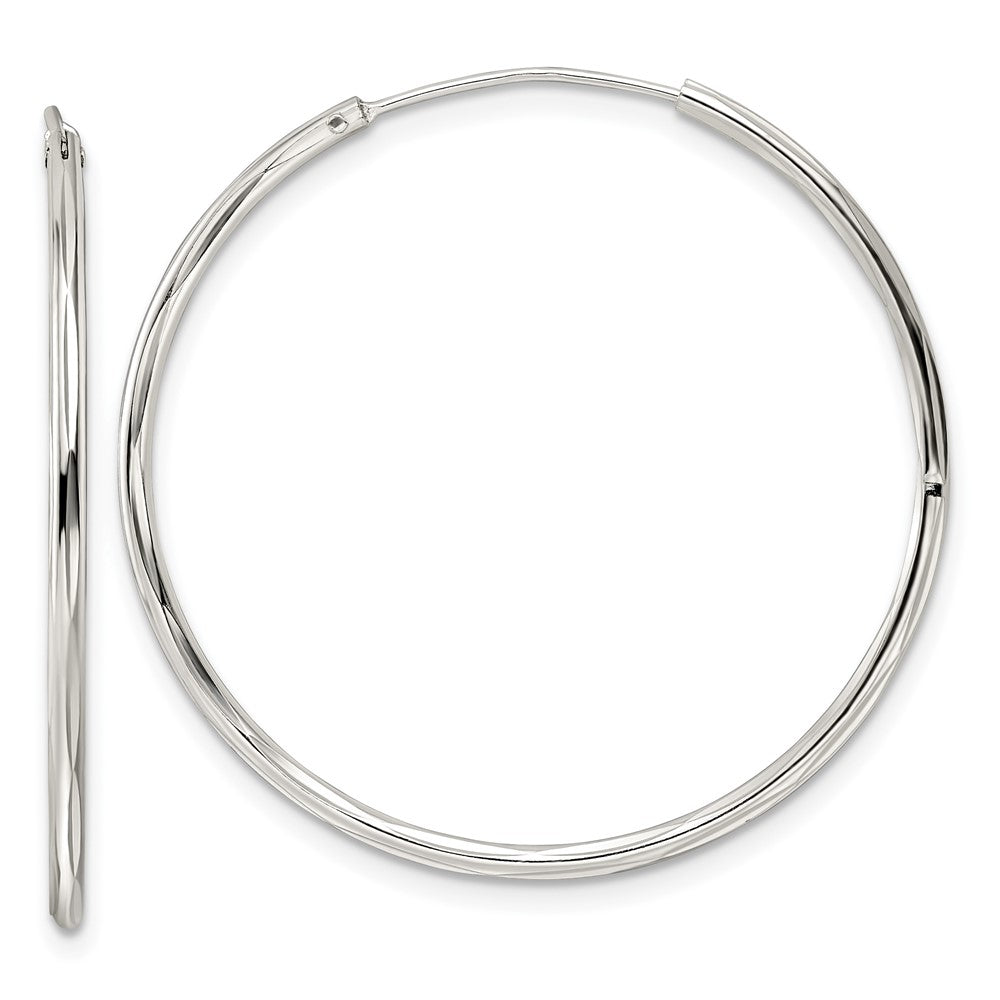 Sterlingsilber Diamantiert 1.5x35mm Endlos Röhre Creolen
