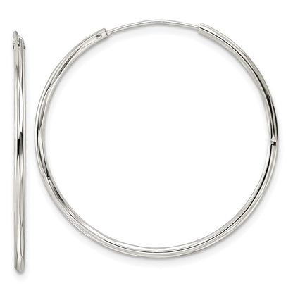 Sterlingsilber Diamantiert 1.5x35mm Endlos Röhre Creolen