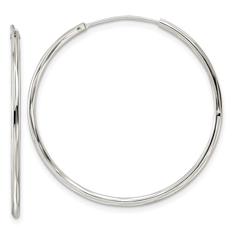Sterlingsilber Diamantiert 1.5x35mm Endlos Röhre Creolen