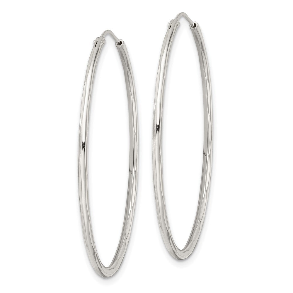 Sterlingsilber Diamantiert 1.5x40mm Endlos Röhre Creolen