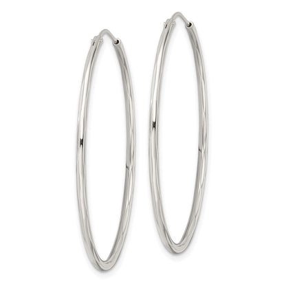 Sterlingsilber Diamantiert 1.5x40mm Endlos Röhre Creolen