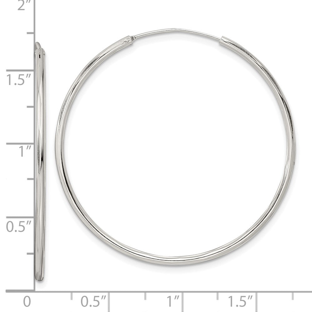 Sterlingsilber Diamantiert 1.5x40mm Endlos Röhre Creolen
