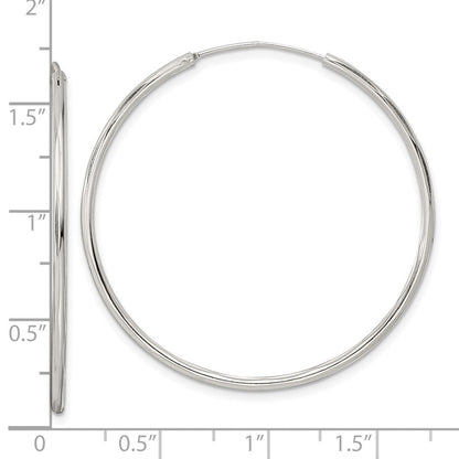 Sterlingsilber Diamantiert 1.5x40mm Endlos Röhre Creolen