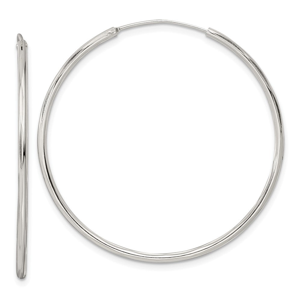 Sterlingsilber Diamantiert 1.5x40mm Endlos Röhre Creolen