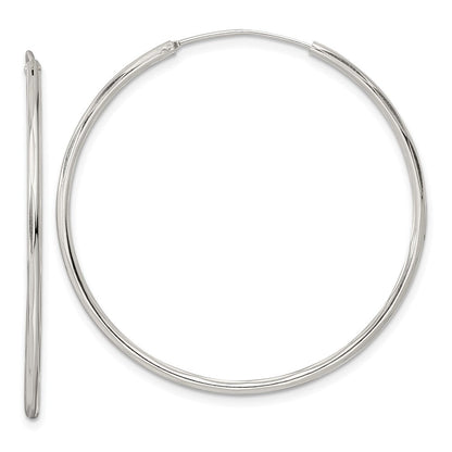 Sterlingsilber Diamantiert 1.5x40mm Endlos Röhre Creolen