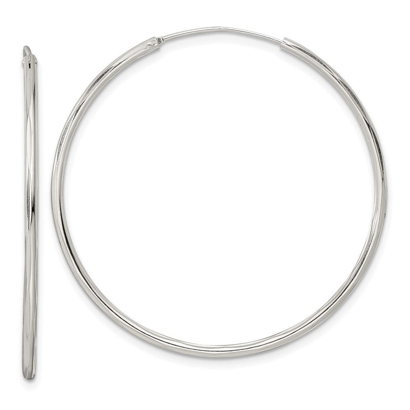 Sterlingsilber Diamantiert 1.5x40mm Endlos Röhre Creolen