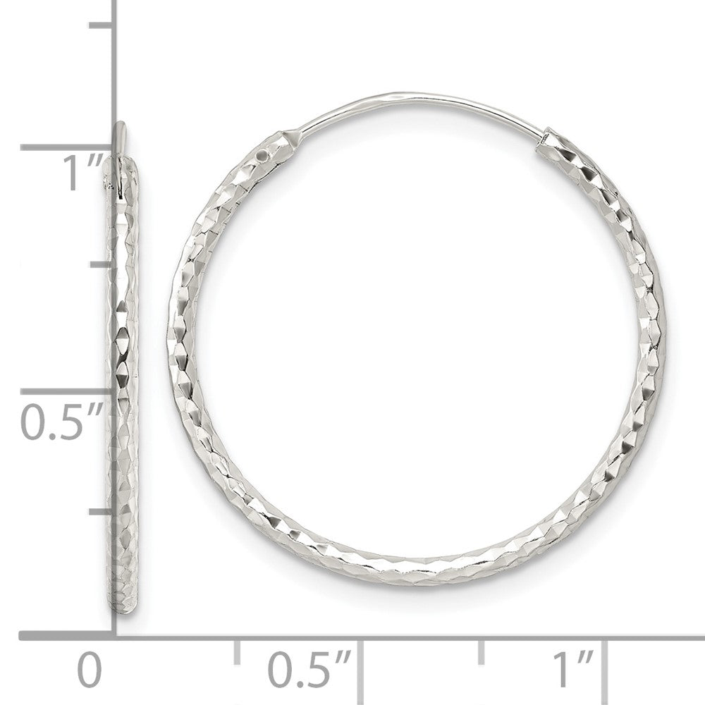 Sterlingsilber Poliert Diamantiert Endlos Creolen