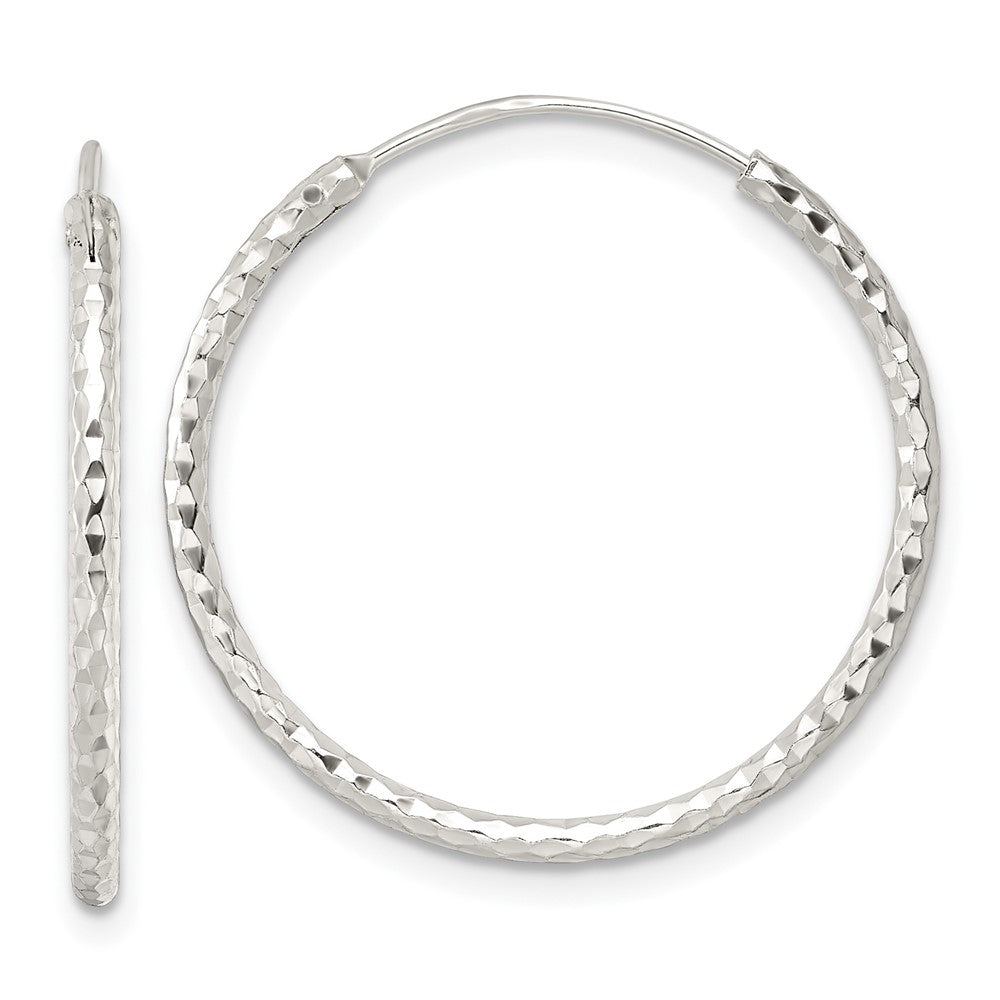 Sterlingsilber Poliert Diamantiert Endlos Creolen