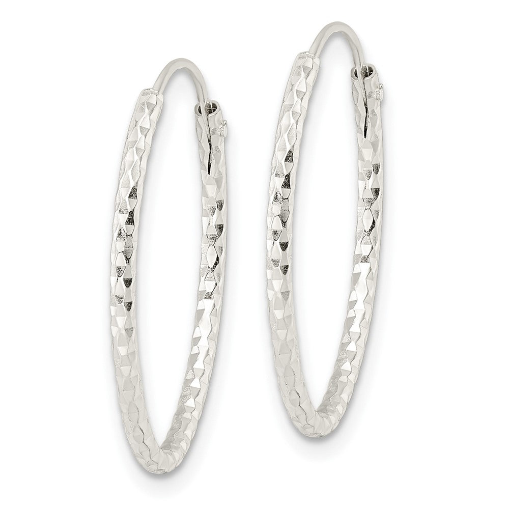 Sterlingsilber Poliert Diamantiert Oval Endlos Creolen