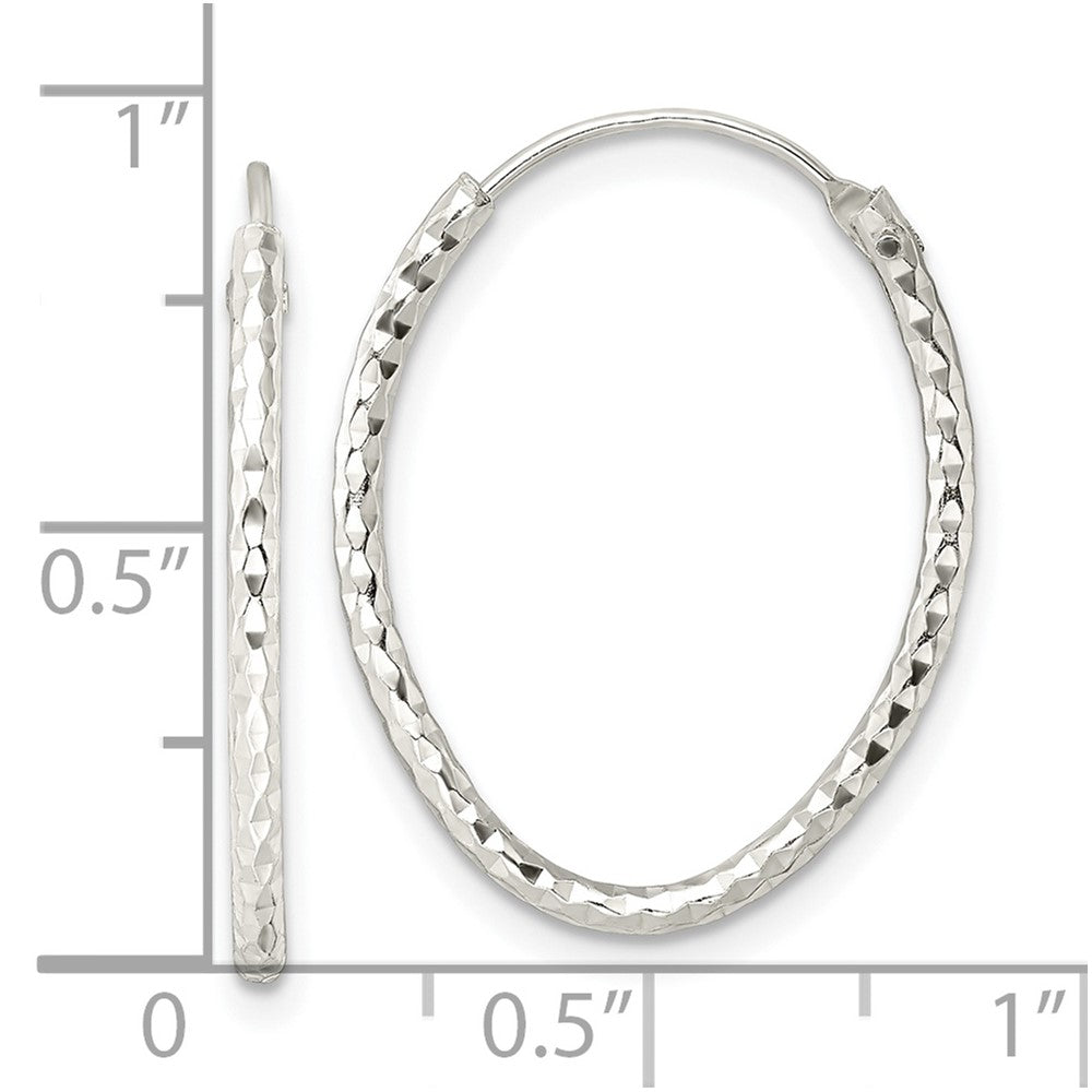 Sterlingsilber Poliert Diamantiert Oval Endlos Creolen